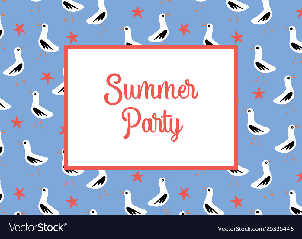 Summer party invitation card template Royalty Free Vector