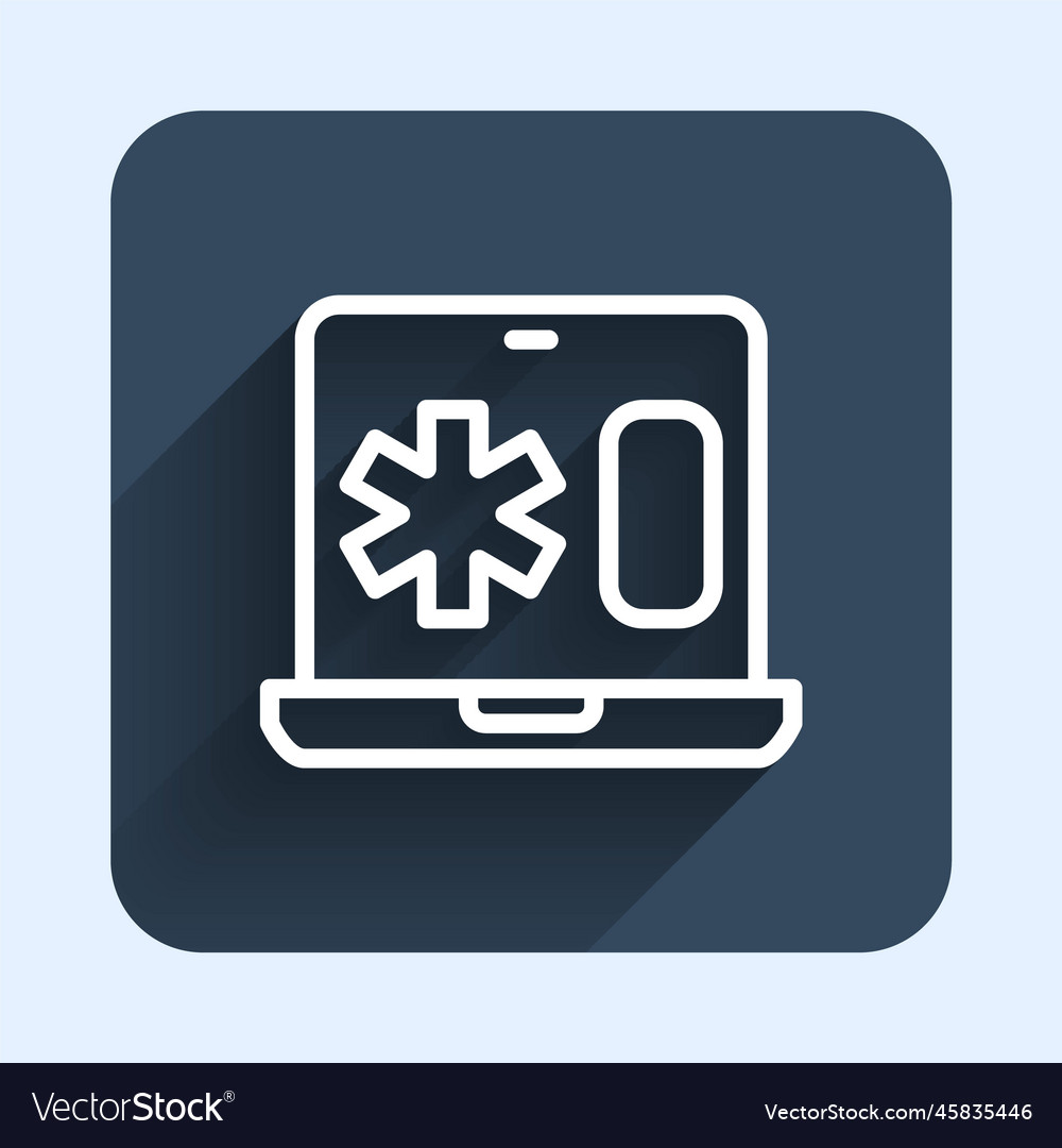 White line medical clinical record on laptop icon