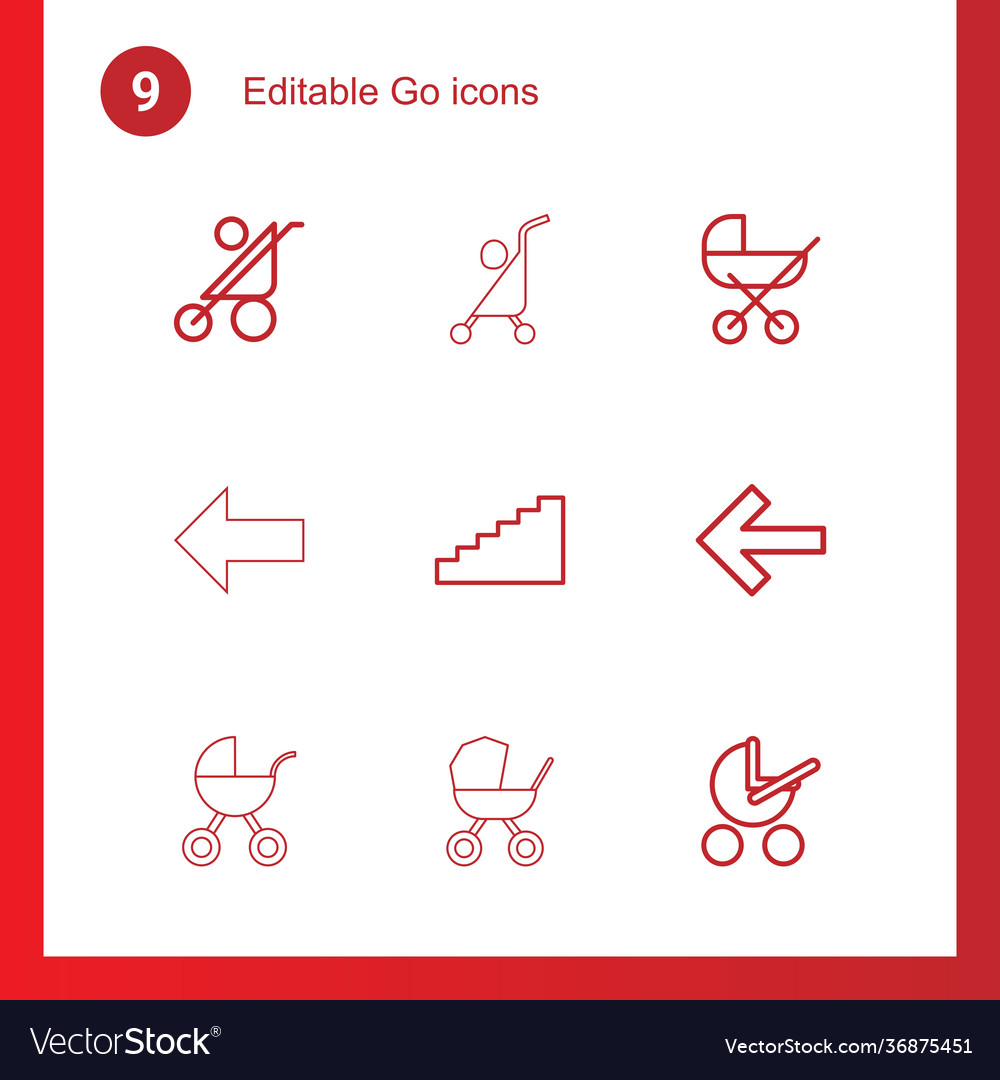 9 go icons Royalty Free Vector Image - VectorStock