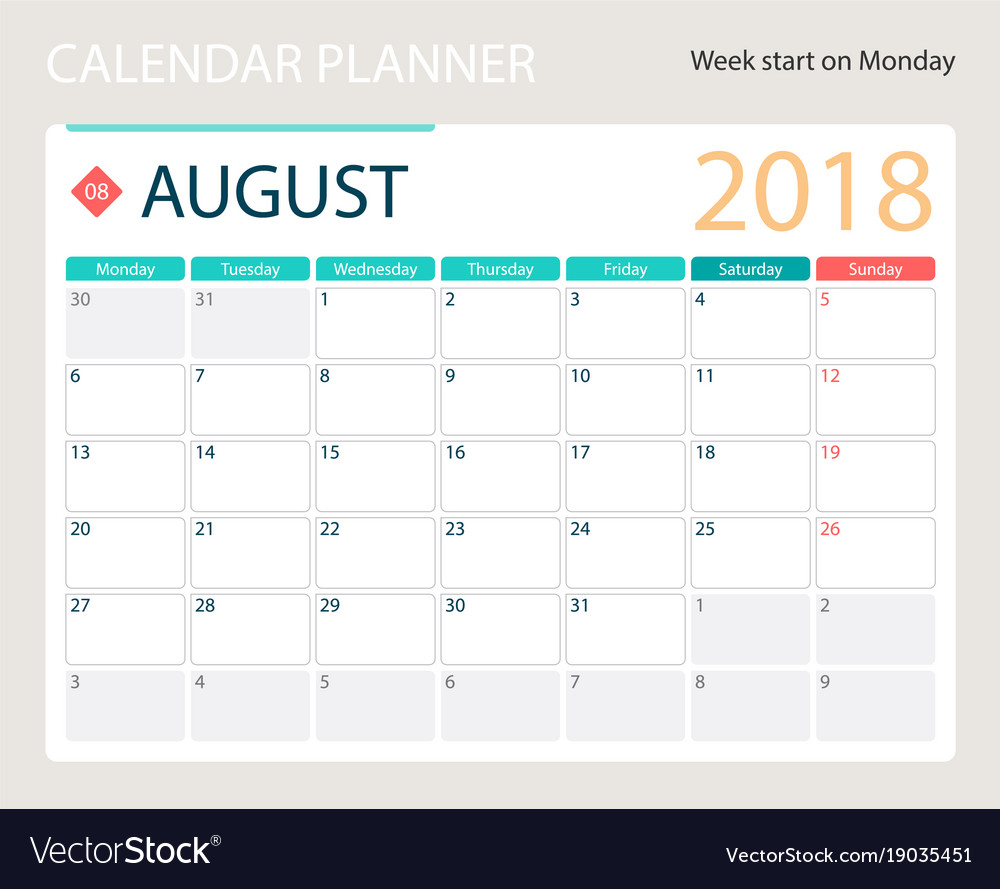 August 2018 Kalender oder Schreibtisch