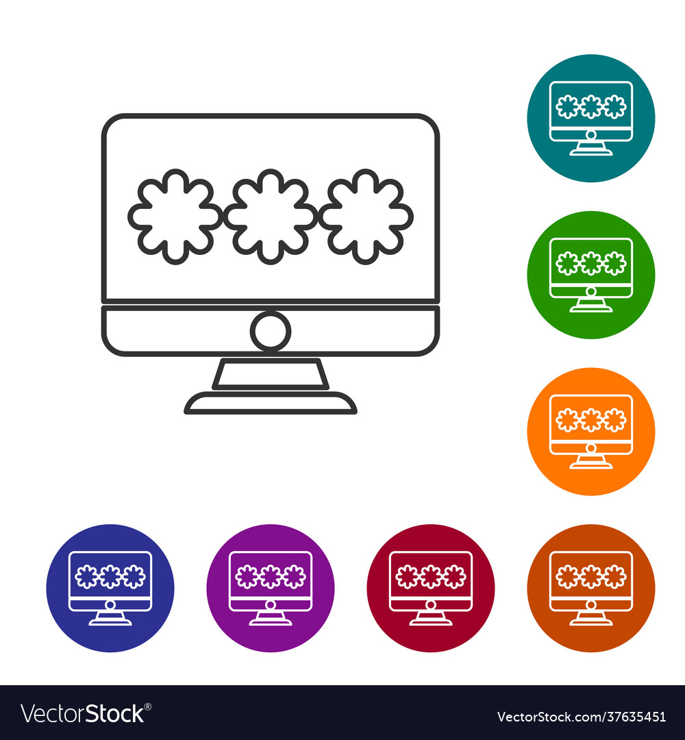 Black line monitor with password notification icon vector image Black line monitor with password notification icon