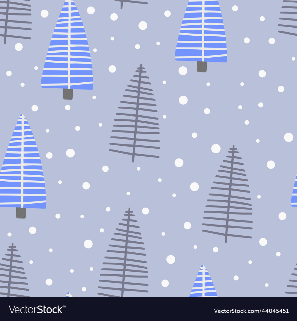 Christmas tree and snowflake seamless pattern new vector image Christmas tree and snowflake seamless pattern new