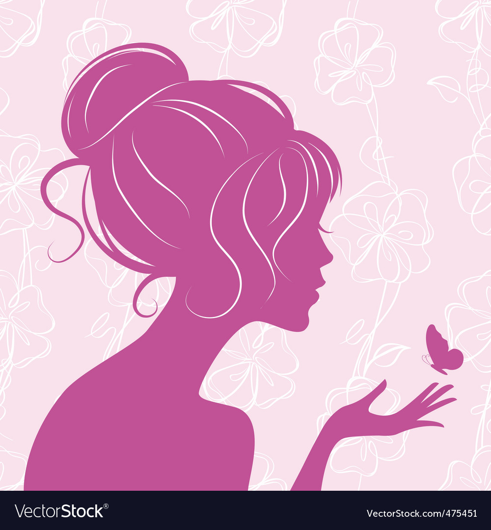 Elegantes Mädchen Silhouette mit Schmetterling