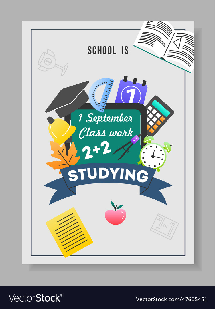 Flyer with school supplies vector image Flyer with school supplies