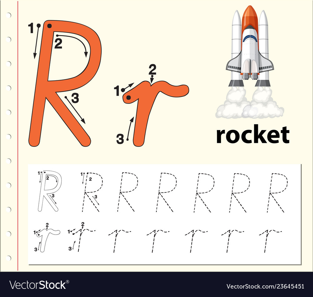 Letter r tracing alphabet worksheets