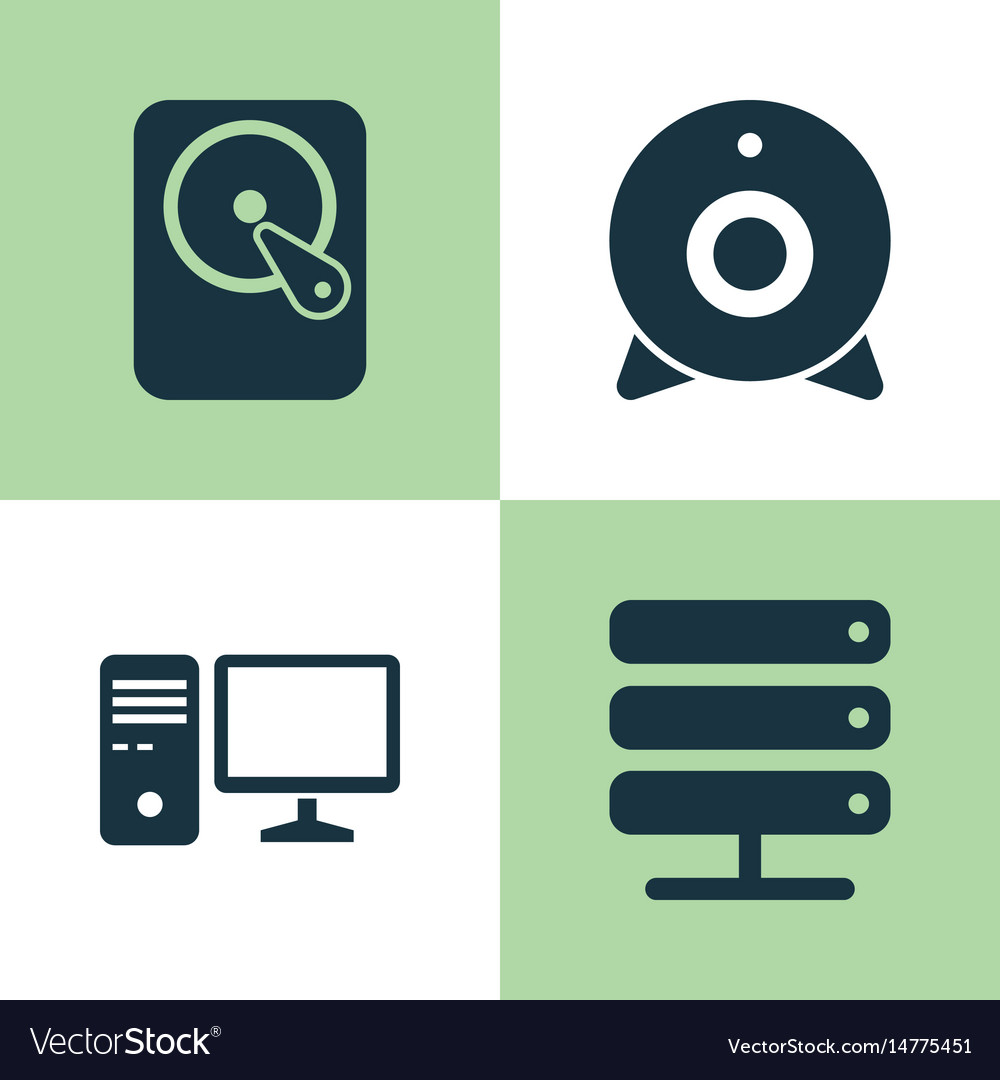 Notebook icons set collection of database hdd