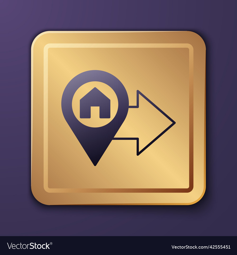 Purple map pointer with house icon isolated vector image Purple map pointer with house icon isolated
