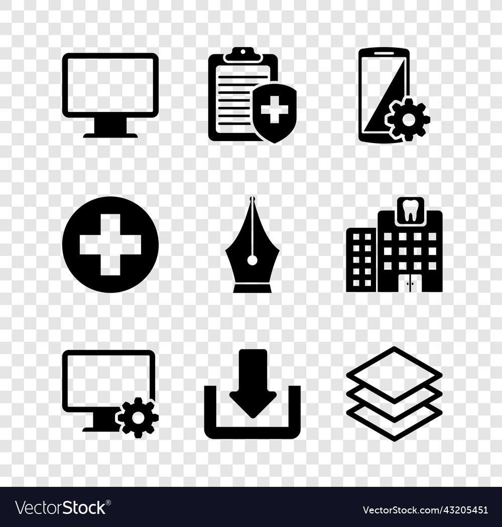 Set computer monitor screen clipboard vector image Set computer monitor screen clipboard