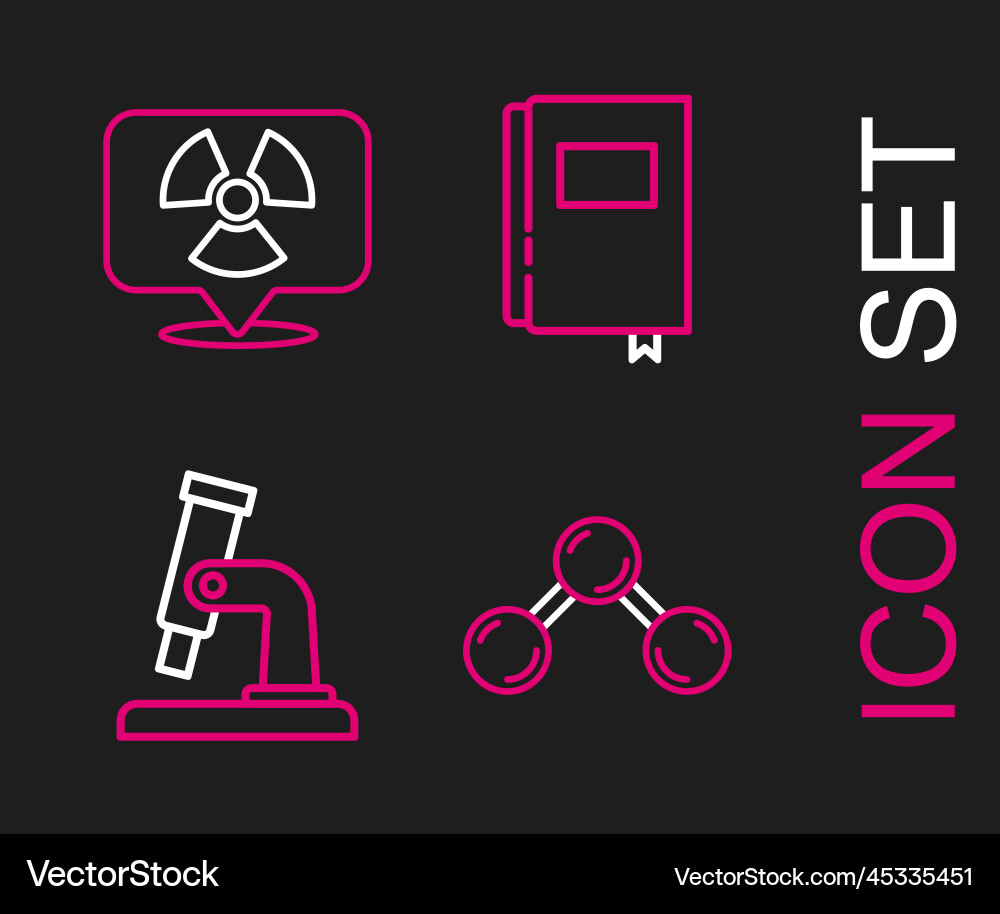 Set line molecule microscope book Royalty Free Vector Image