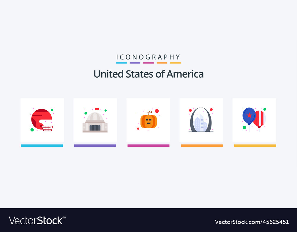 Usa flache 5 Ikonenpaket mit Wahrzeichen Gebäude