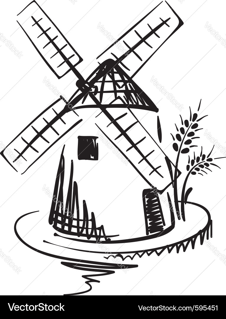 Windmill Royalty Free Vector Image - VectorStock