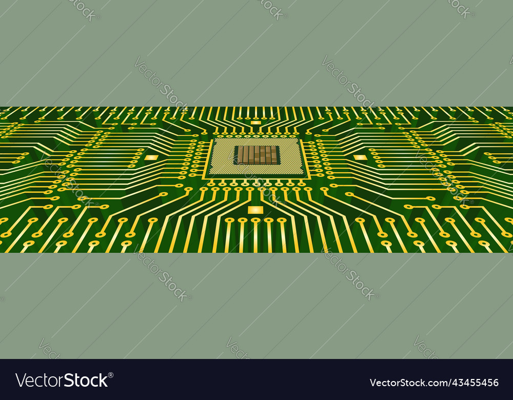 3d computer circuit with a processor vector image 3d computer circuit with a processor