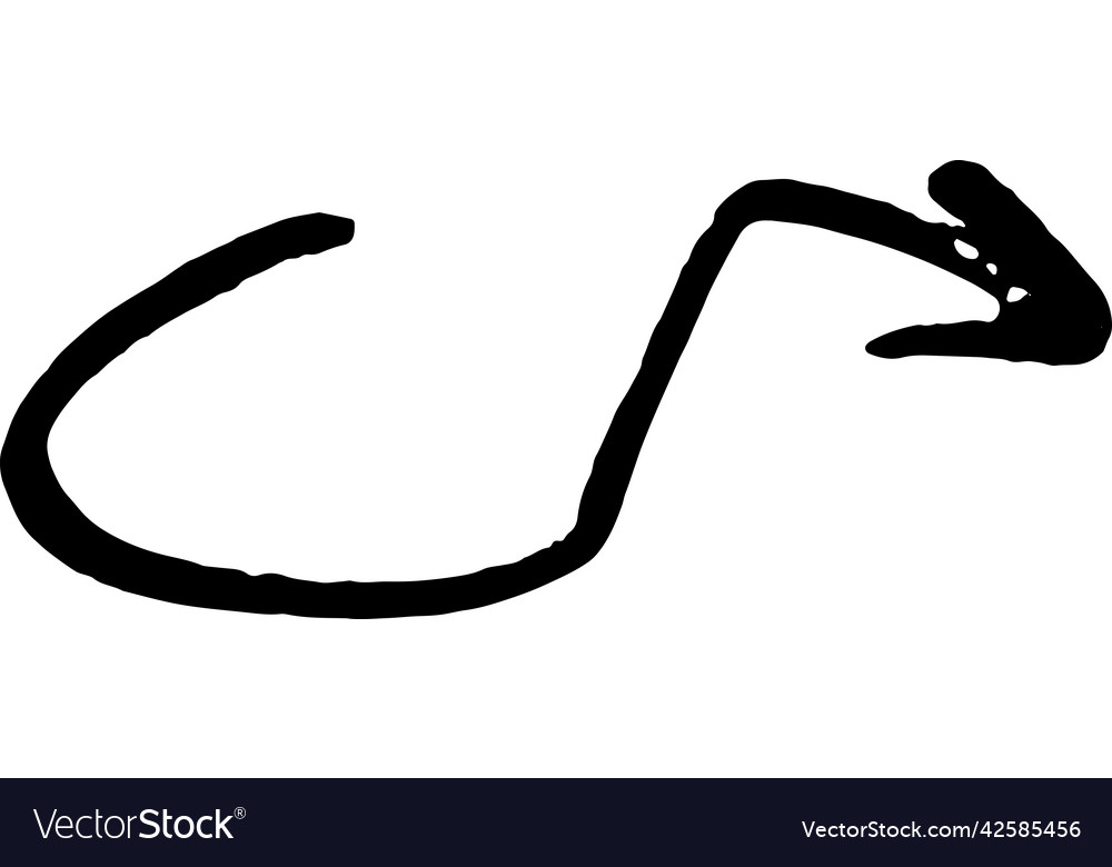Brushstroke arrow smooth down hand drawn pointer vector image Brushstroke arrow smooth down hand drawn pointer
