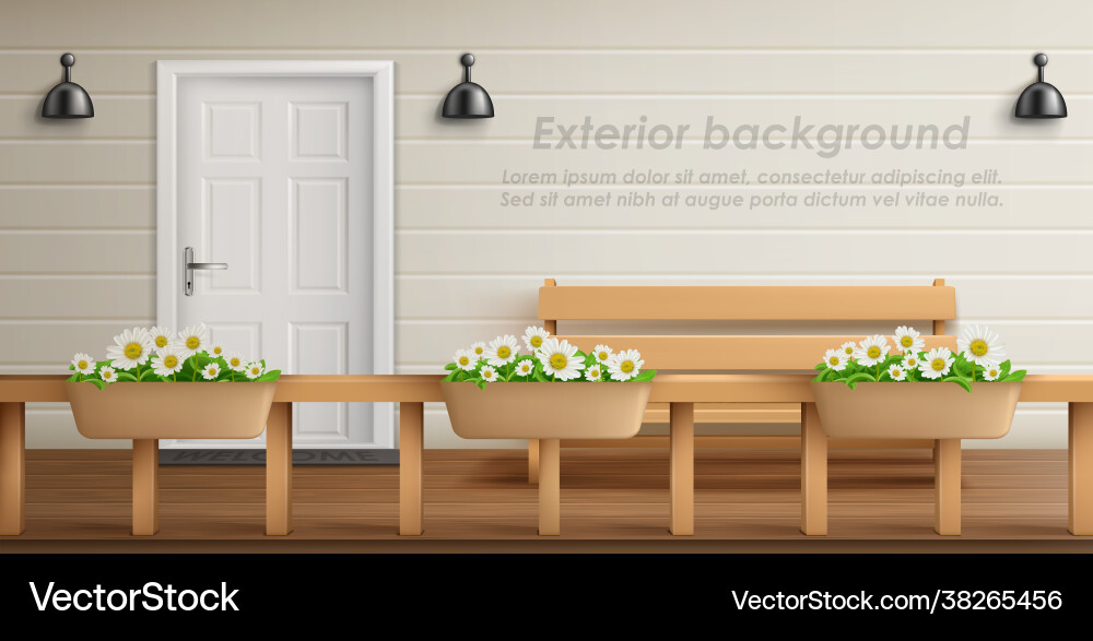 Exterior background with veranda facade Royalty Free Vector