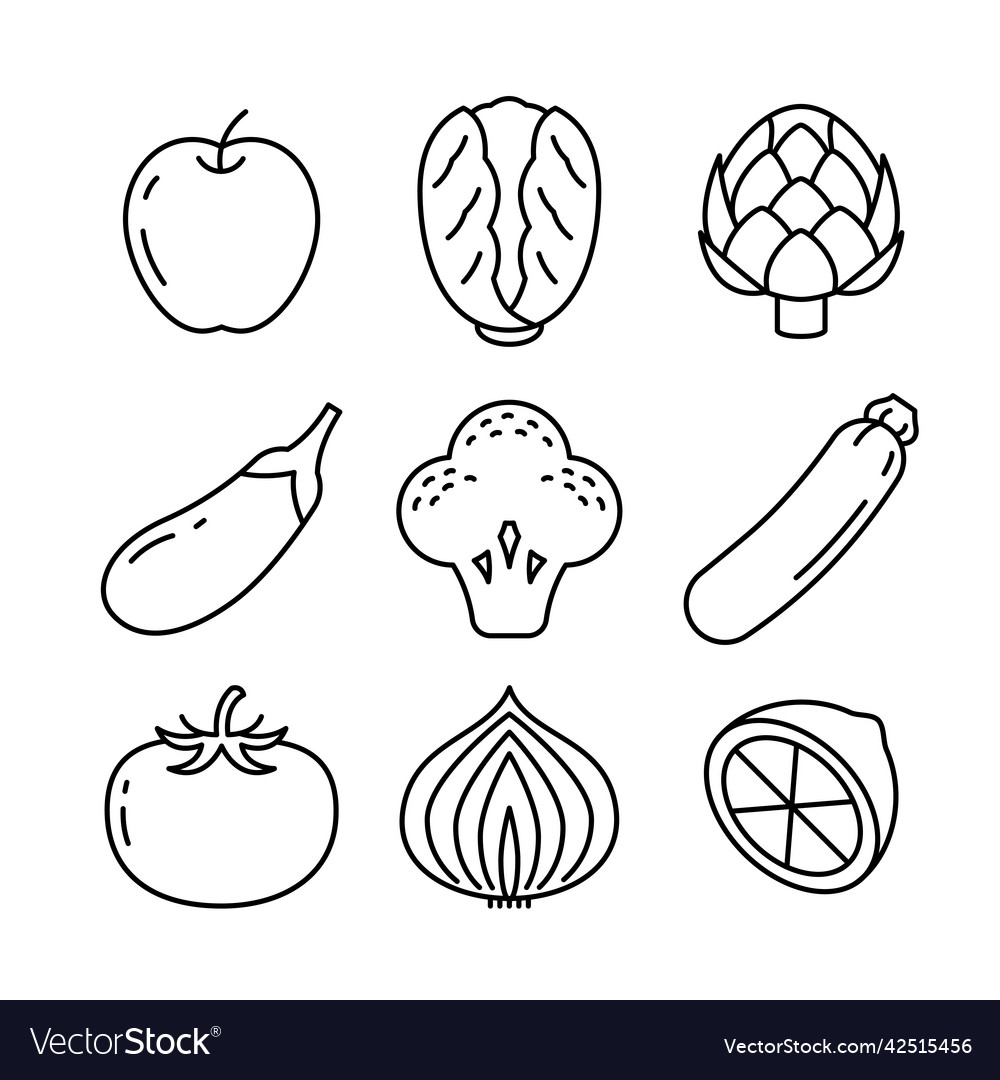 Fresh food icon set simple design