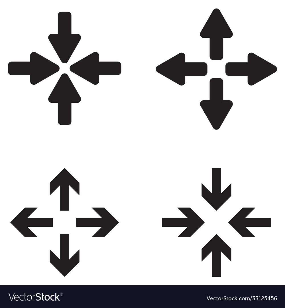 Full screen and exit icon set vector image Full screen and exit icon set