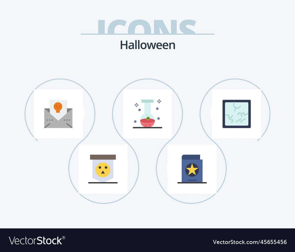 Halloween flat icon pack 5 design eye beaker