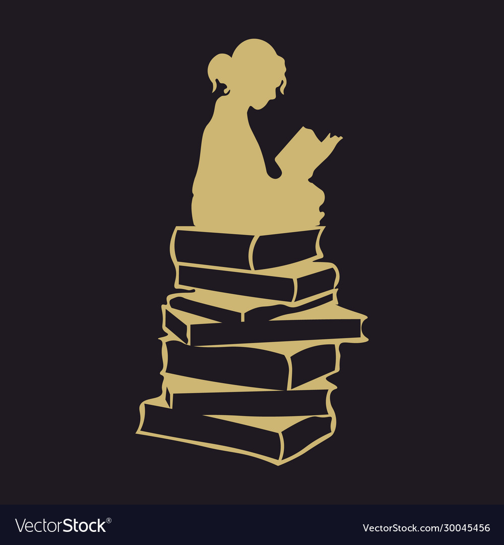 Image a girl reading a book studying Royalty Free Vector