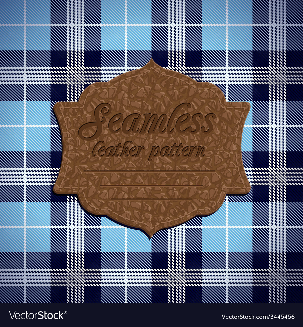 Seamless tartan pattern and label with
