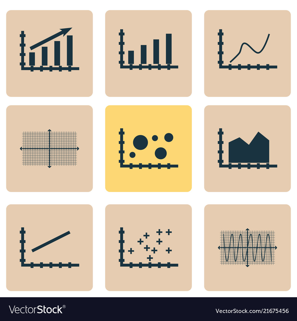 Set of graphs diagrams and statistics icons vector image Set of graphs diagrams and statistics icons