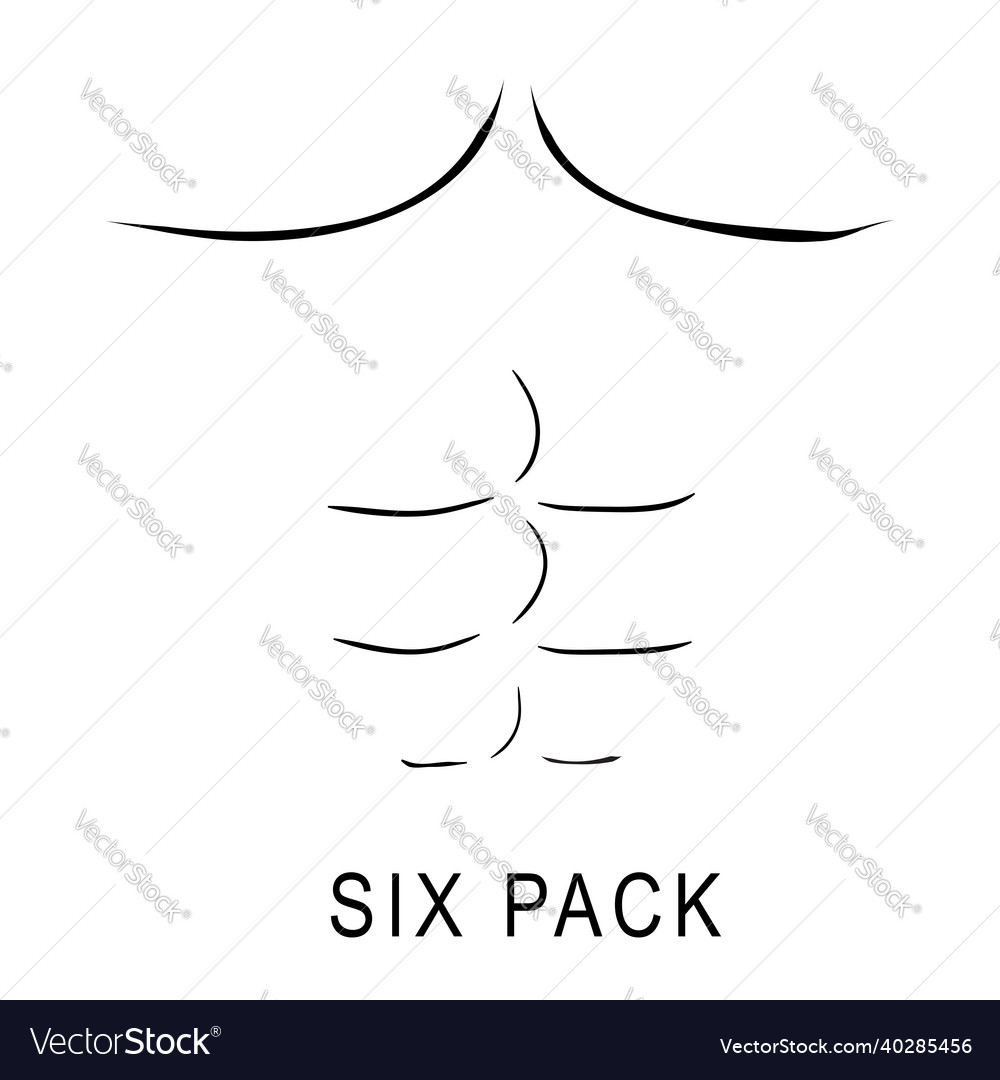 Simple outline sketch of six pack body muscle man