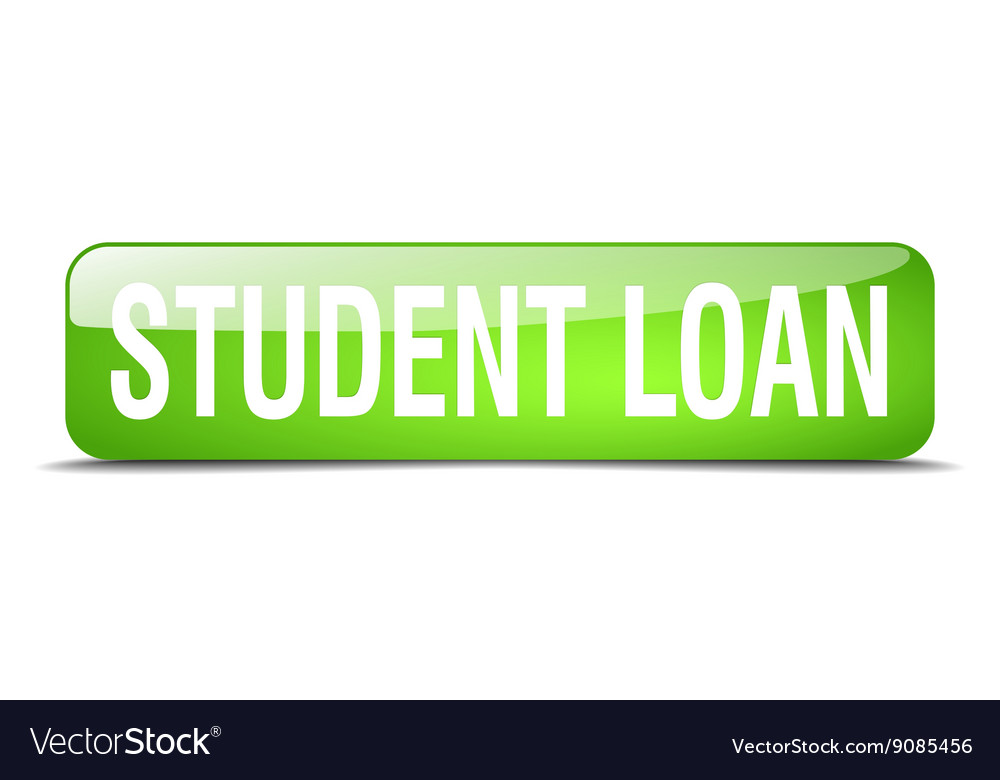 Student loan green square 3d realistic isolated