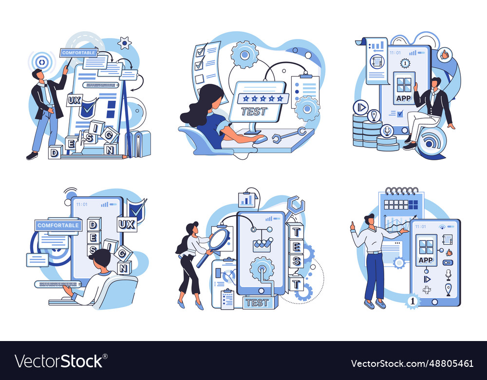 Application testing metaphor vector image Application testing metaphor