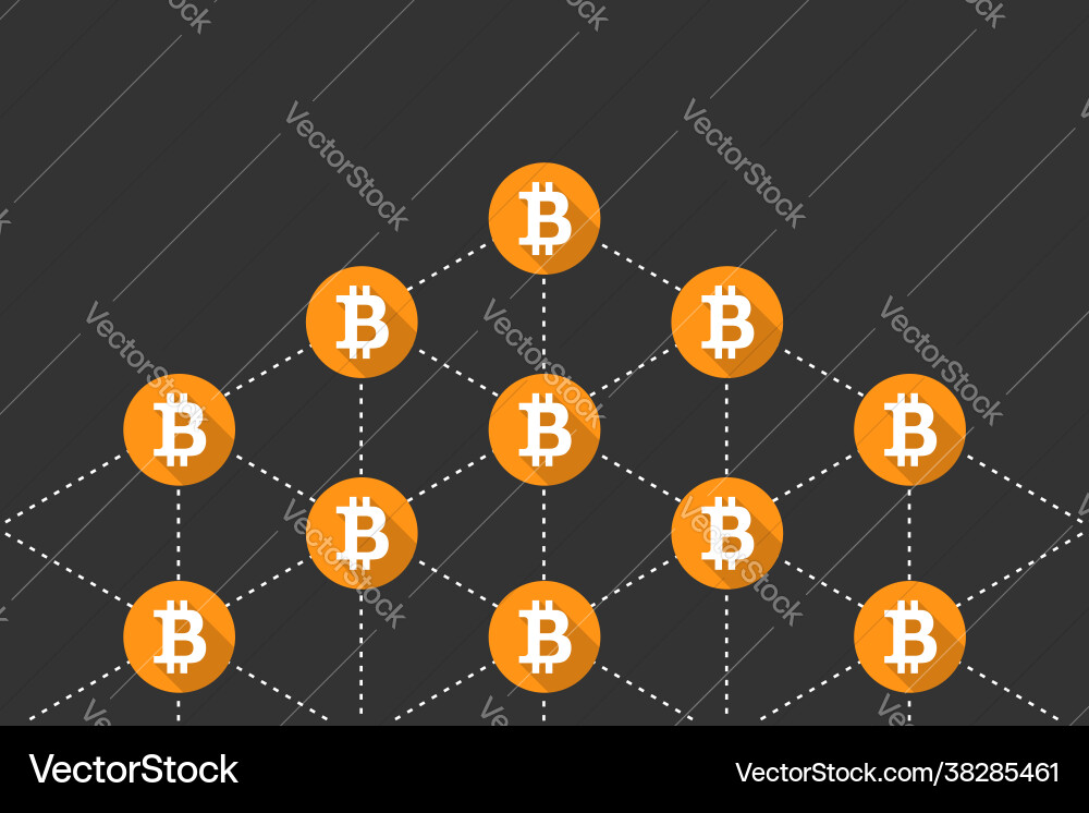 Bitcoin network blockchain node Royalty Free Vector Image
