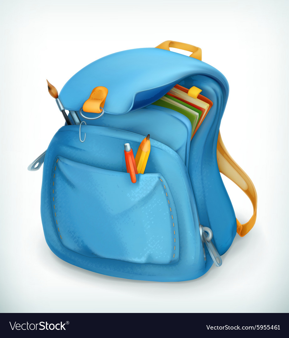 Blue School Bag Royalty Free Vector Image Vectorstock