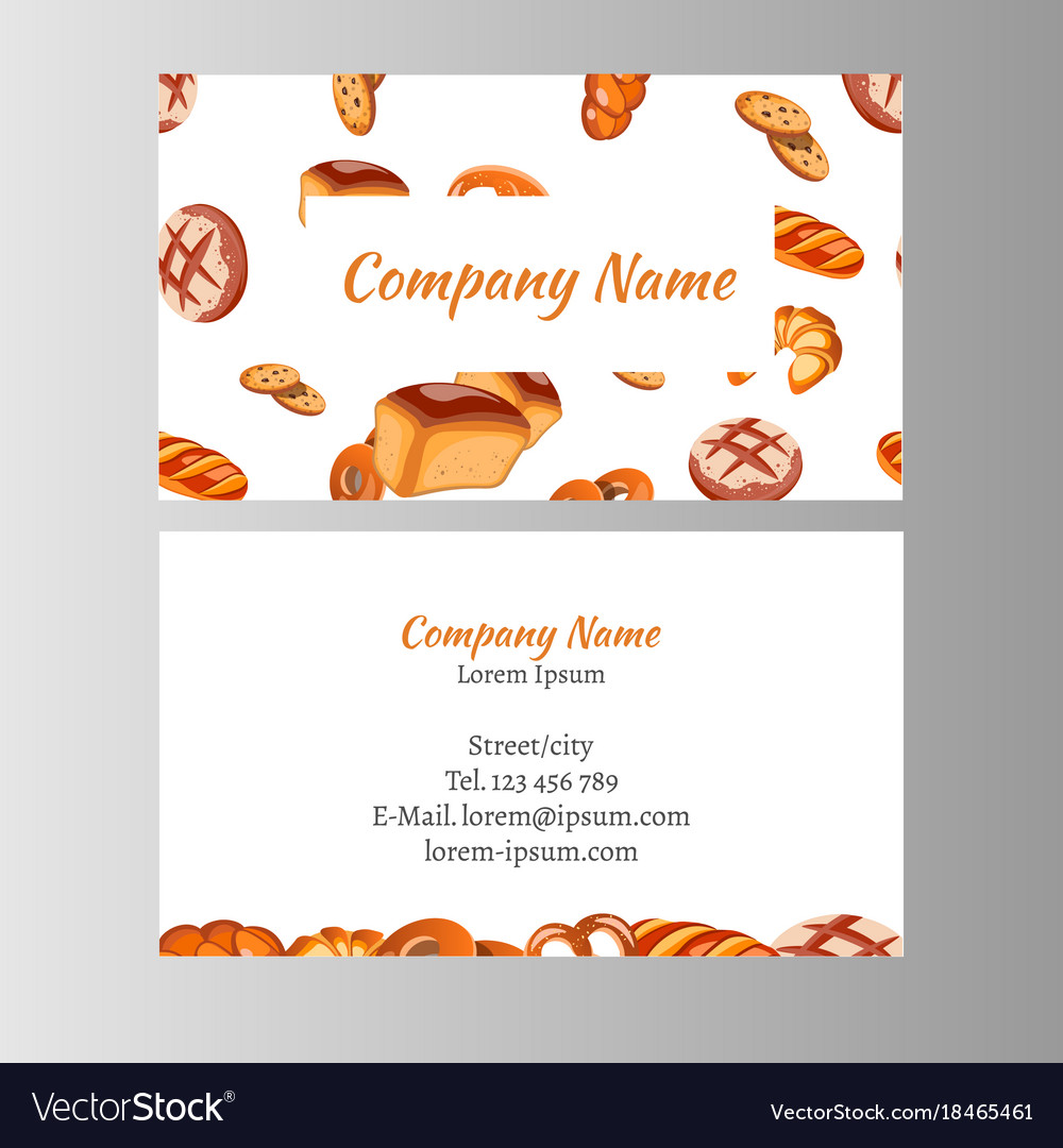 Business card template with bakery set