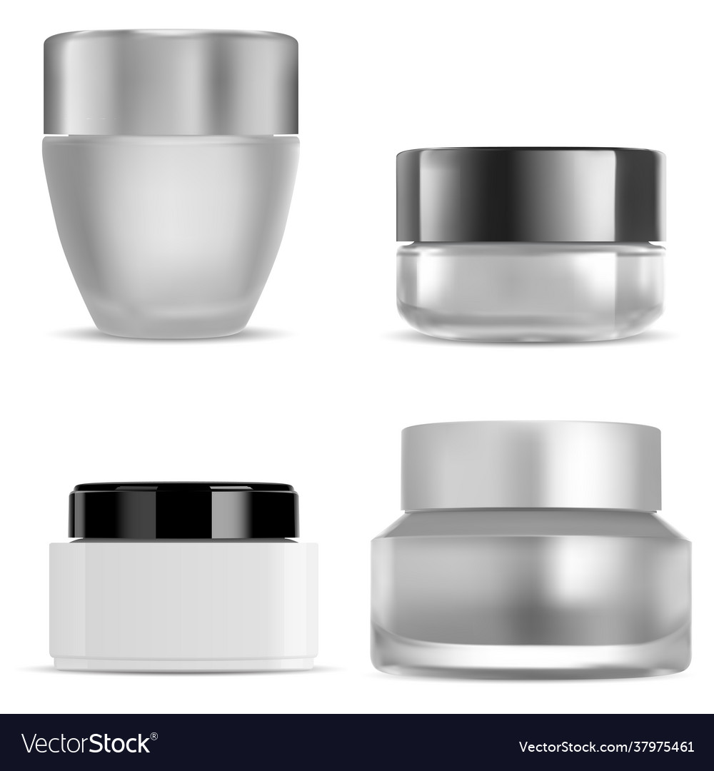 Cosmetic cream jar transparent glass bottle mockup