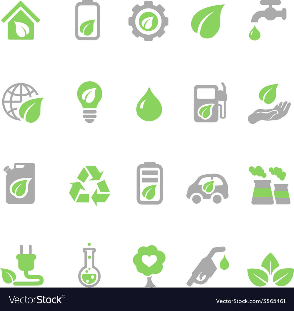 Ecology icons set green energy Royalty Free Vector Image