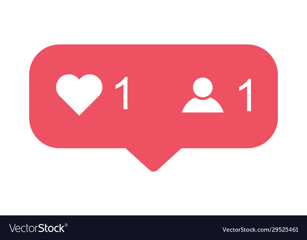 Heart and counterfriend request quantity follower vector image Heart and counterfriend request quantity follower