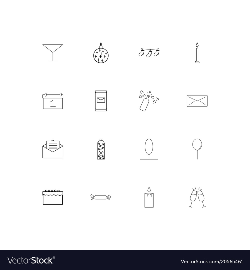 Holidays simple linear icons set outlined
