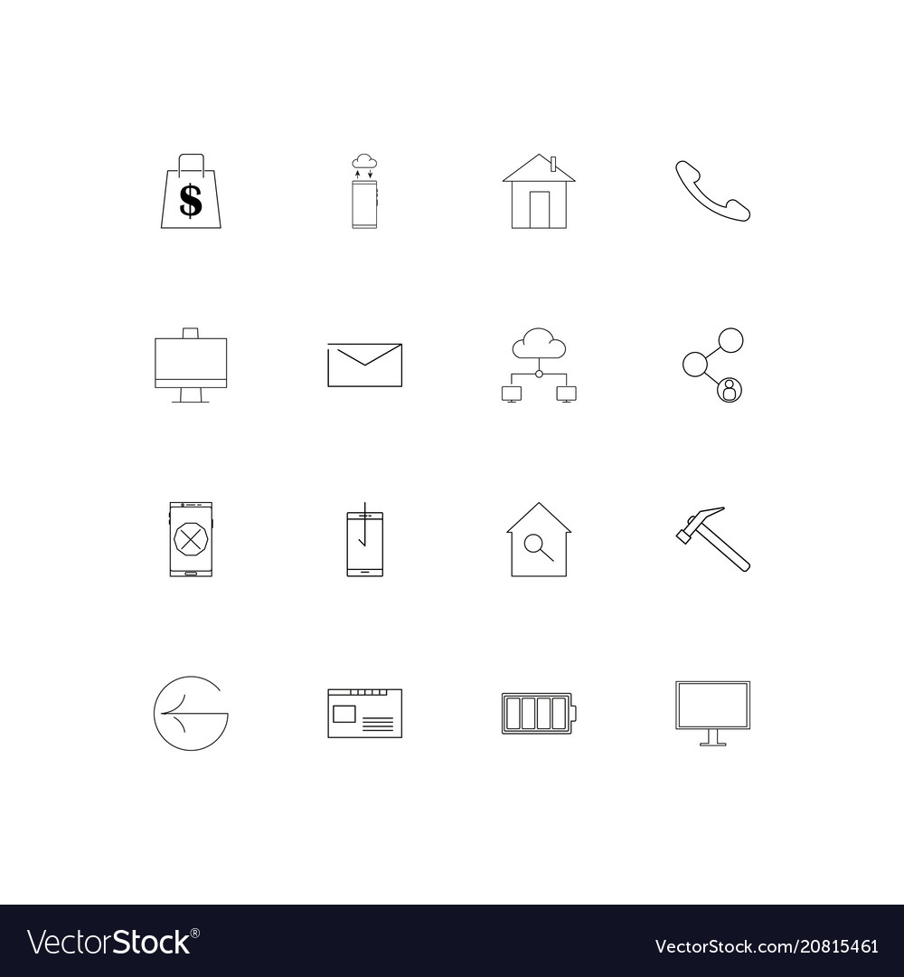 Internet of things linear thin icons set outlined