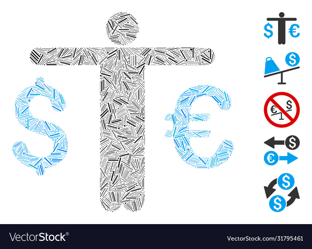 Line mosaic currency trader icon vector image Line mosaic currency trader icon