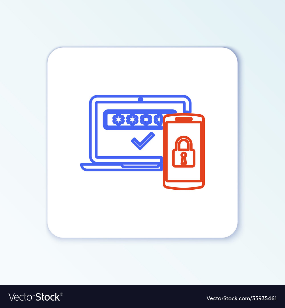 Line multi factor two steps authentication icon vector image Line multi factor two steps authentication icon