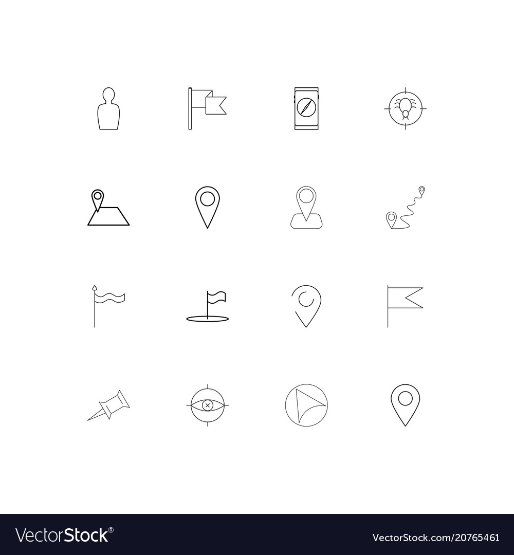 Maps and navigation linear thin icons set