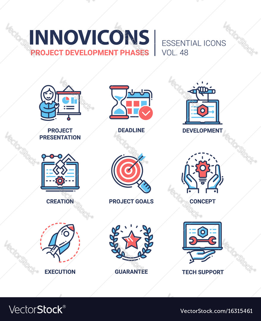 Project Development Phases Modern Line Vector Image