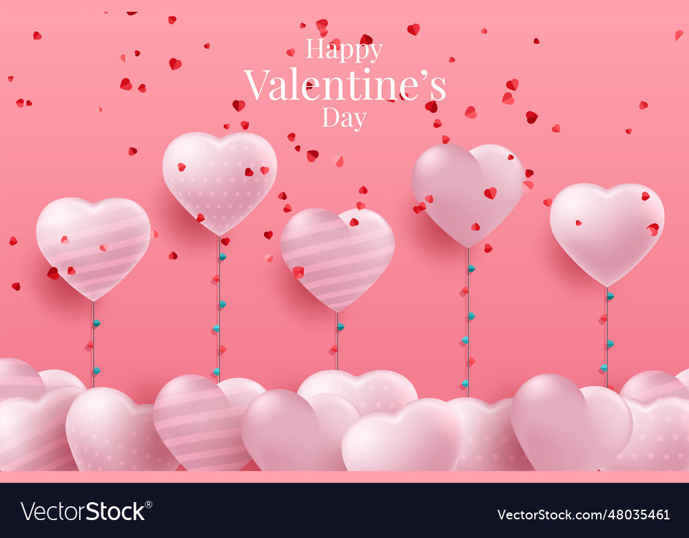 Red and pink heart balloons on a background Vector Image