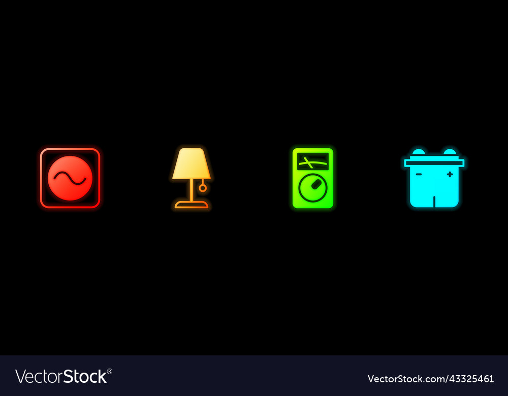 Set ac voltage source table lamp ampere meter vector image Set ac voltage source table lamp ampere meter