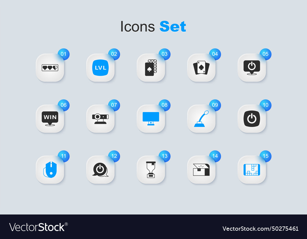 Set chest for game web camera level computer vector image Set chest for game web camera level computer