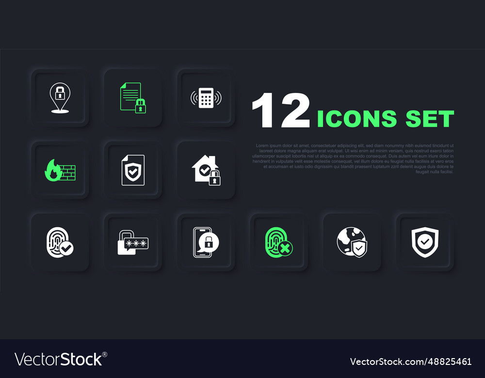 Set shield with world globe check mark contract vector image Set shield with world globe check mark contract