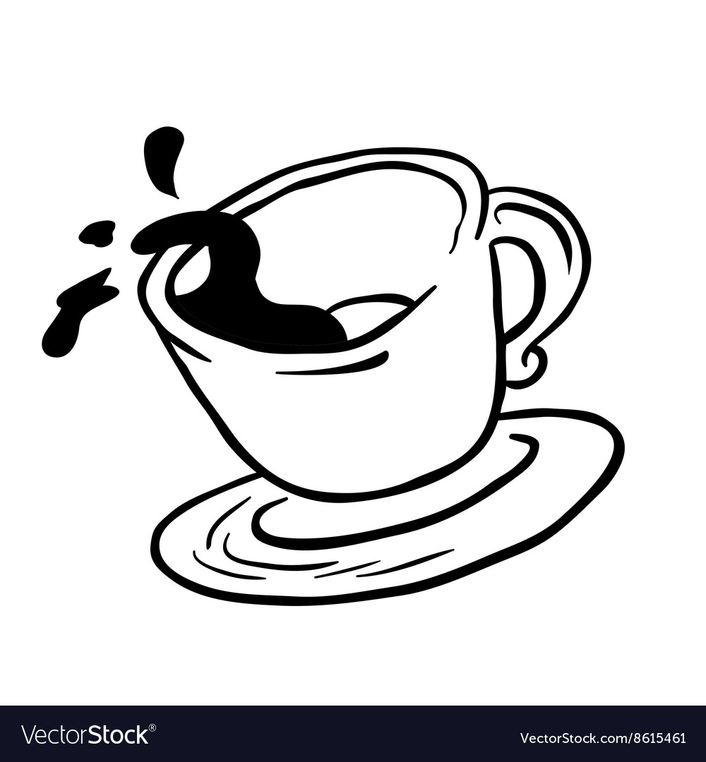 Simple black and white coffee cup spill Royalty Free Vector