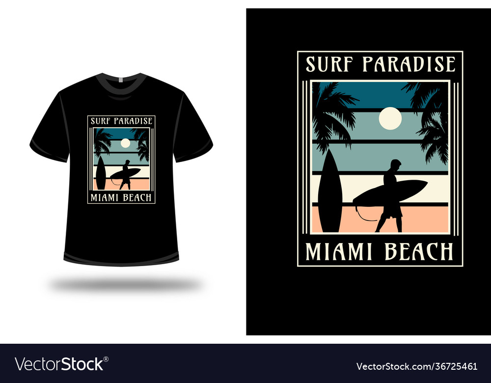 T-shirt surf paradise miami beach color green