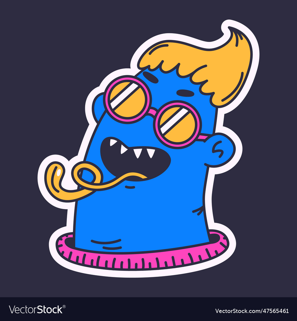 Trippy psychedelic emoji weird guy sticker vector image Trippy psychedelic emoji weird guy sticker
