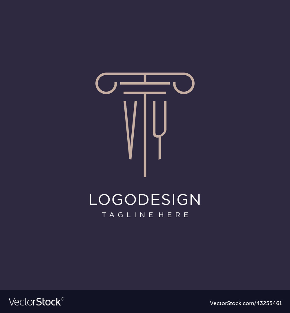 Vy initial with pillar logo design luxury law