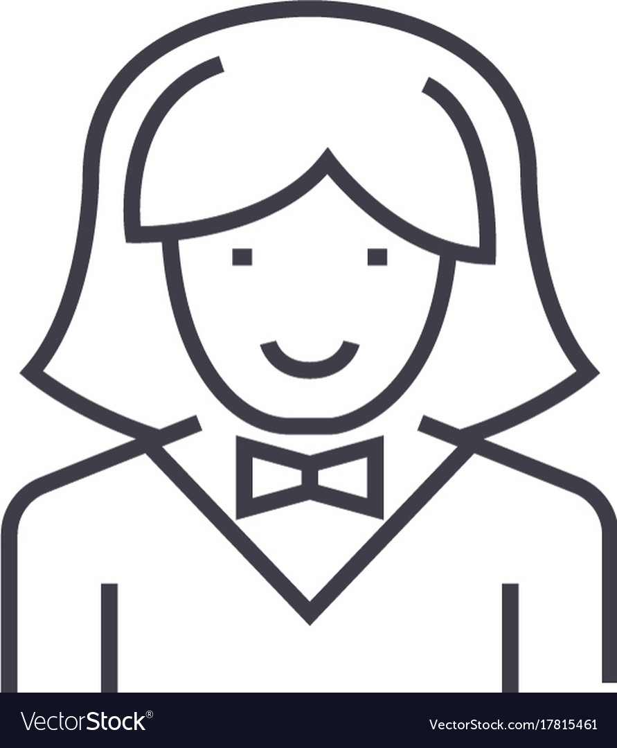 Waitress woman line icon sign