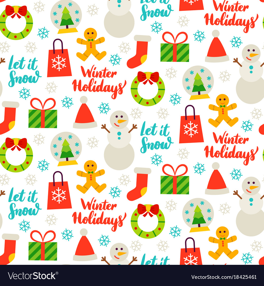 Winter holiday seamless pattern