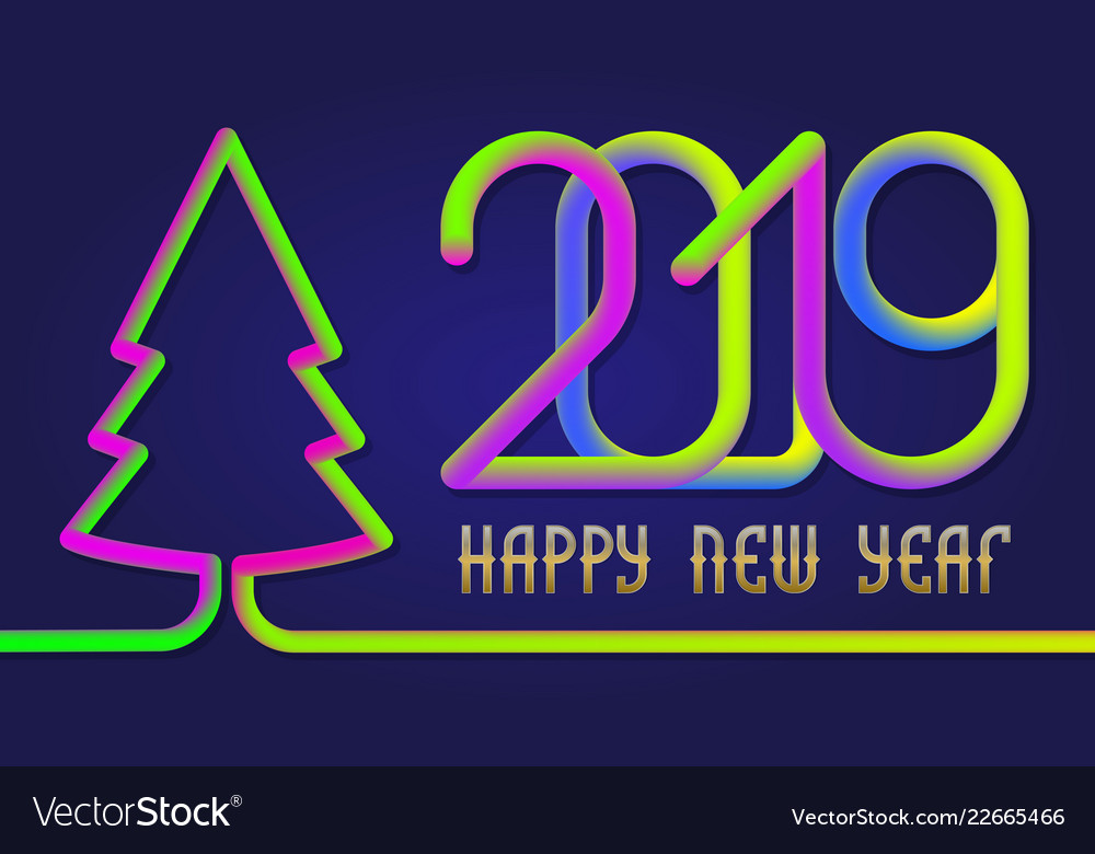 2019 happy new year colorful inscription lettering